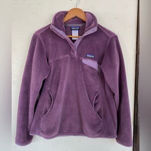 Patagonia Purple Fleece Pullover Button Snap Closure Womens Medium Sweater